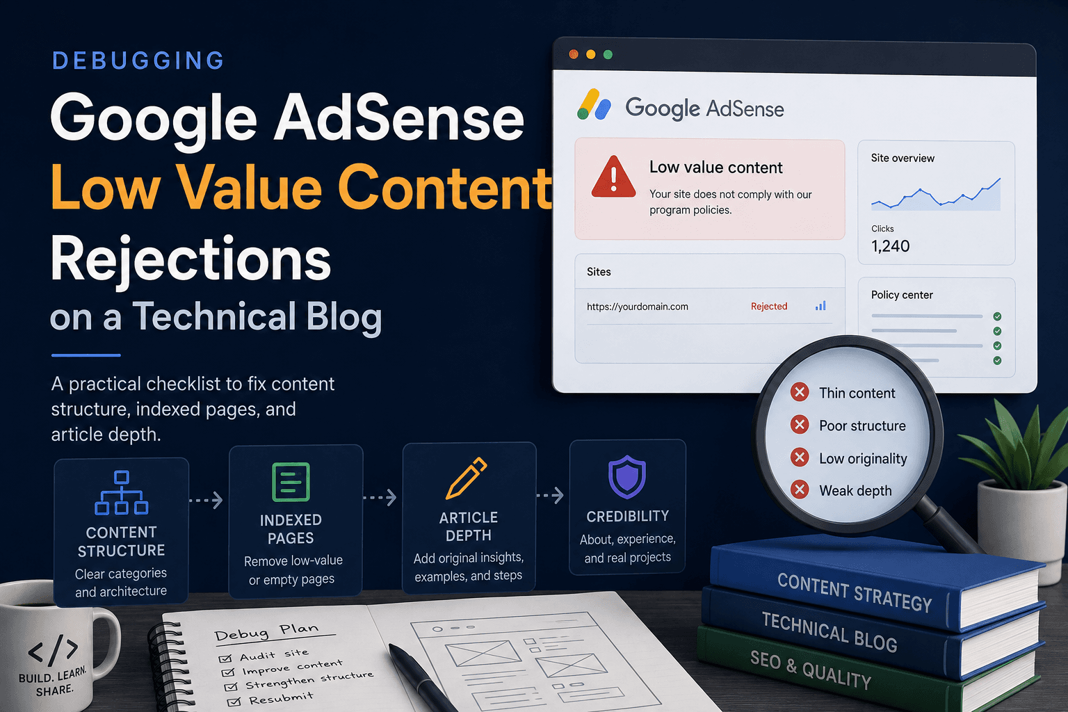 Debugging Google AdSense Low Value Content Rejections on a Technical Blog
