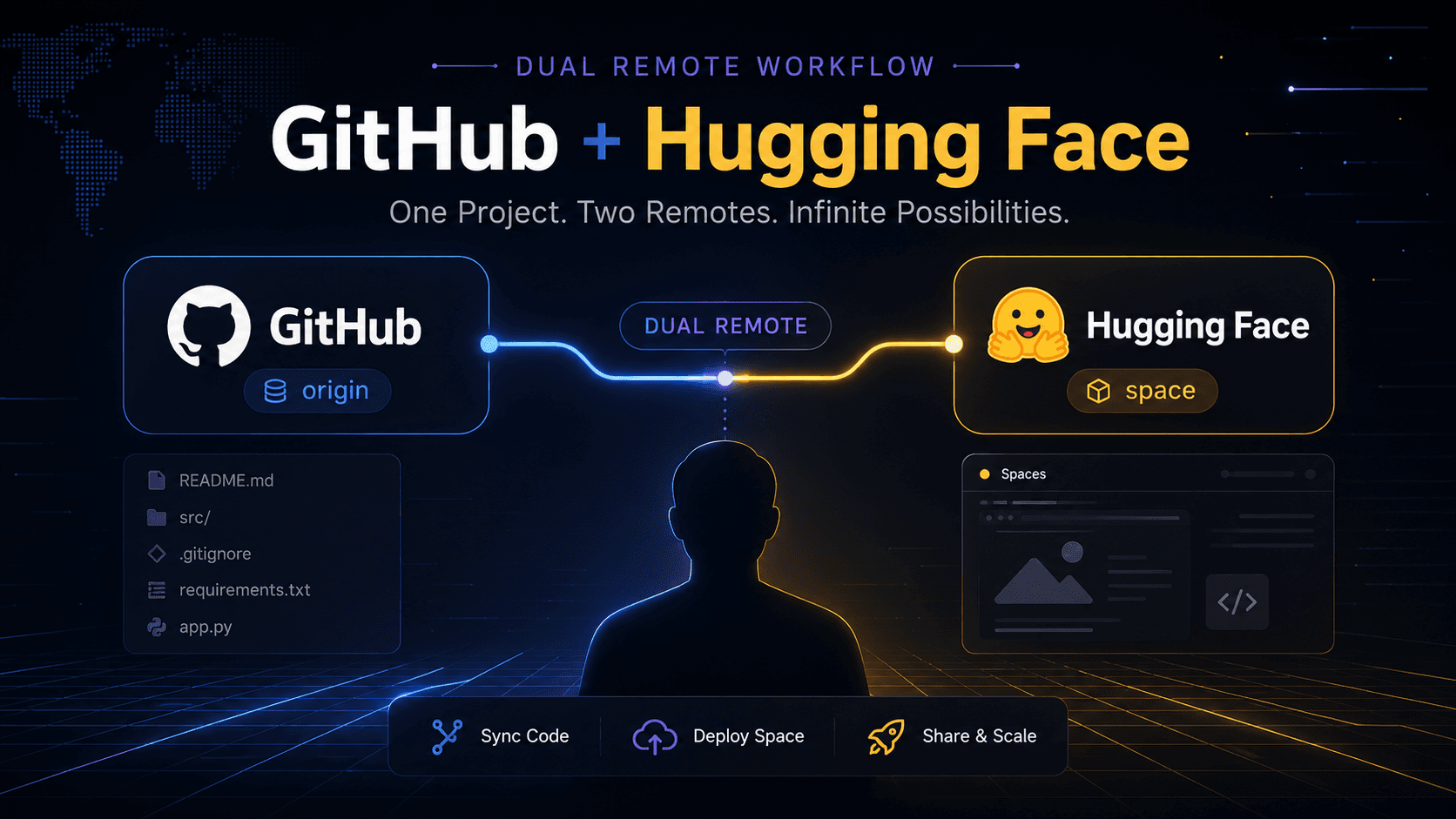 Deploying One Git Project to Both GitHub and Hugging Face Spaces