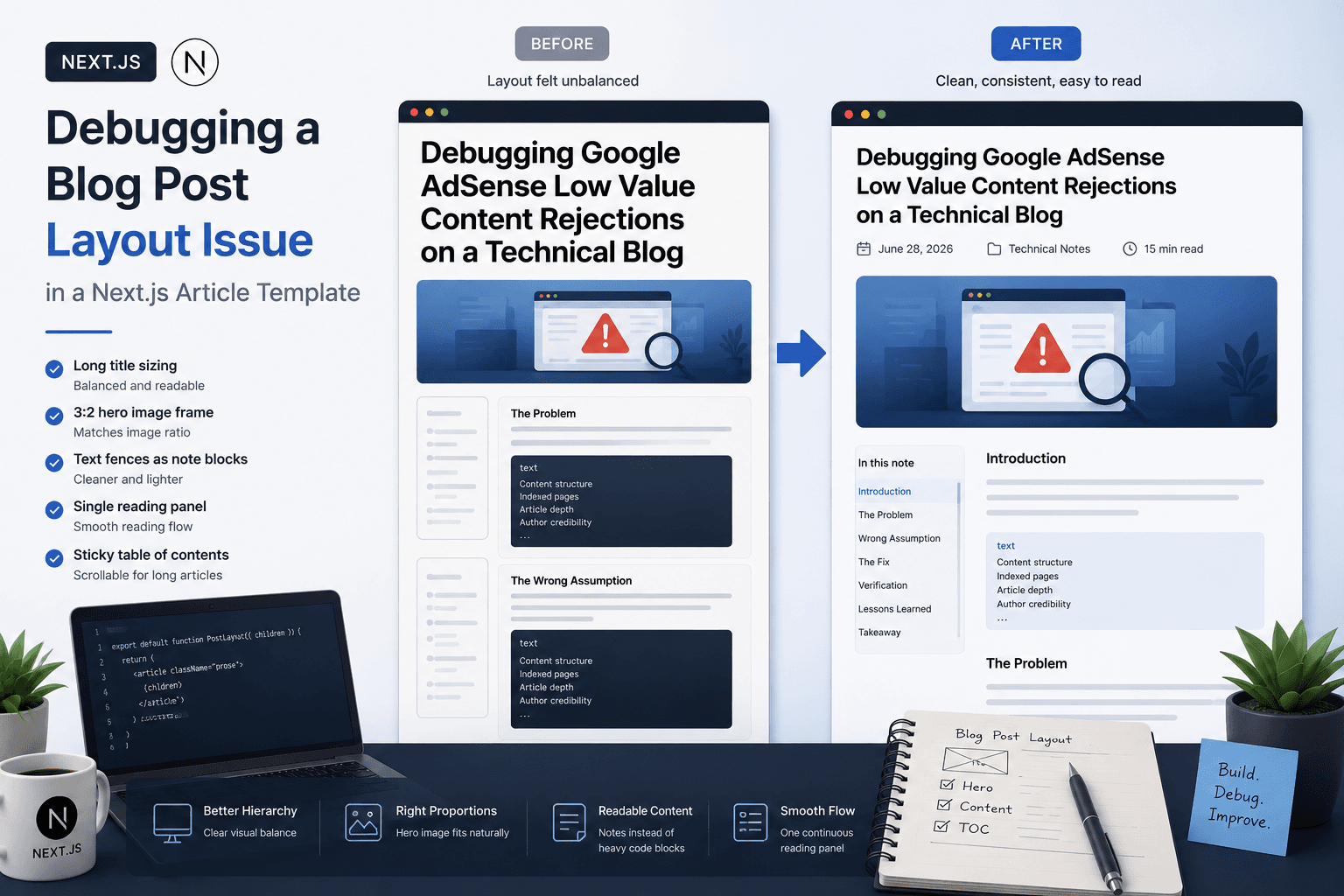 Debugging a Blog Post Layout Issue in a Next.js Article Template